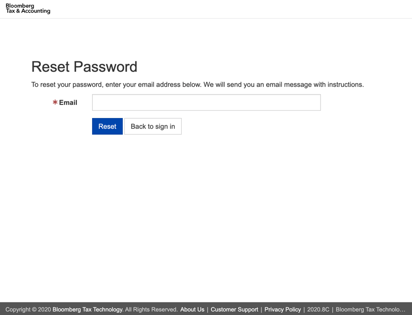 Screenshot of the forgot password page