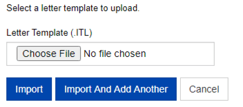 Screenshot of Letter Templates Dialog to import files